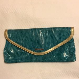 Kenneth Cole REACTION Teal Croco Embossed Clutch